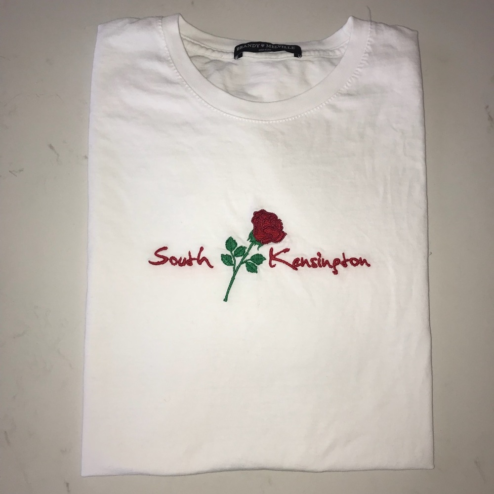 RARE: 🌹Brandy Melville embroidered floral shirt